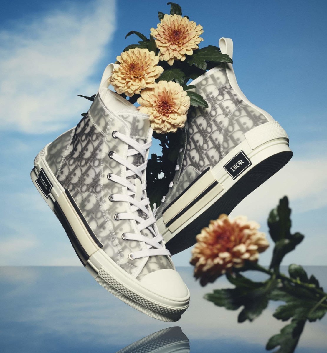 Sneaker B23 haute Toile Dior Oblique blanc et noir