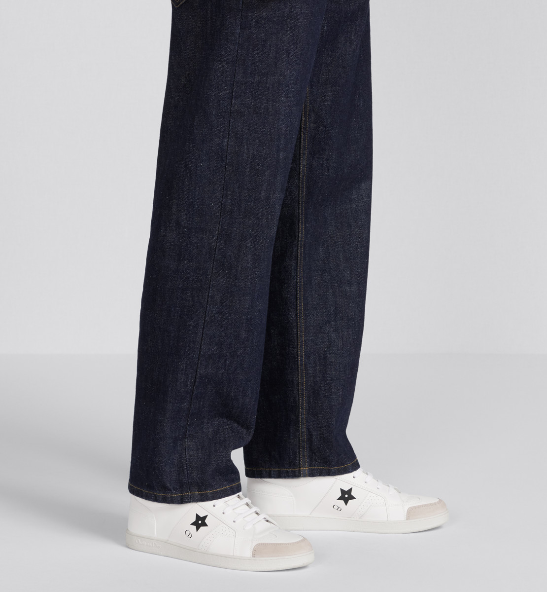 Sneaker Dior Star Cuir de veau et veau velours blancs