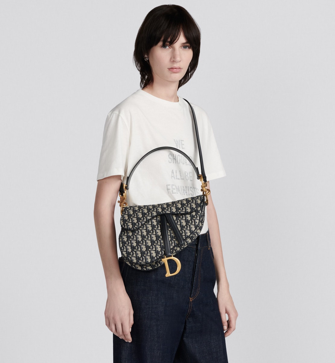 Sac à bandoulière Saddle Toile jacquard Dior Oblique bleu