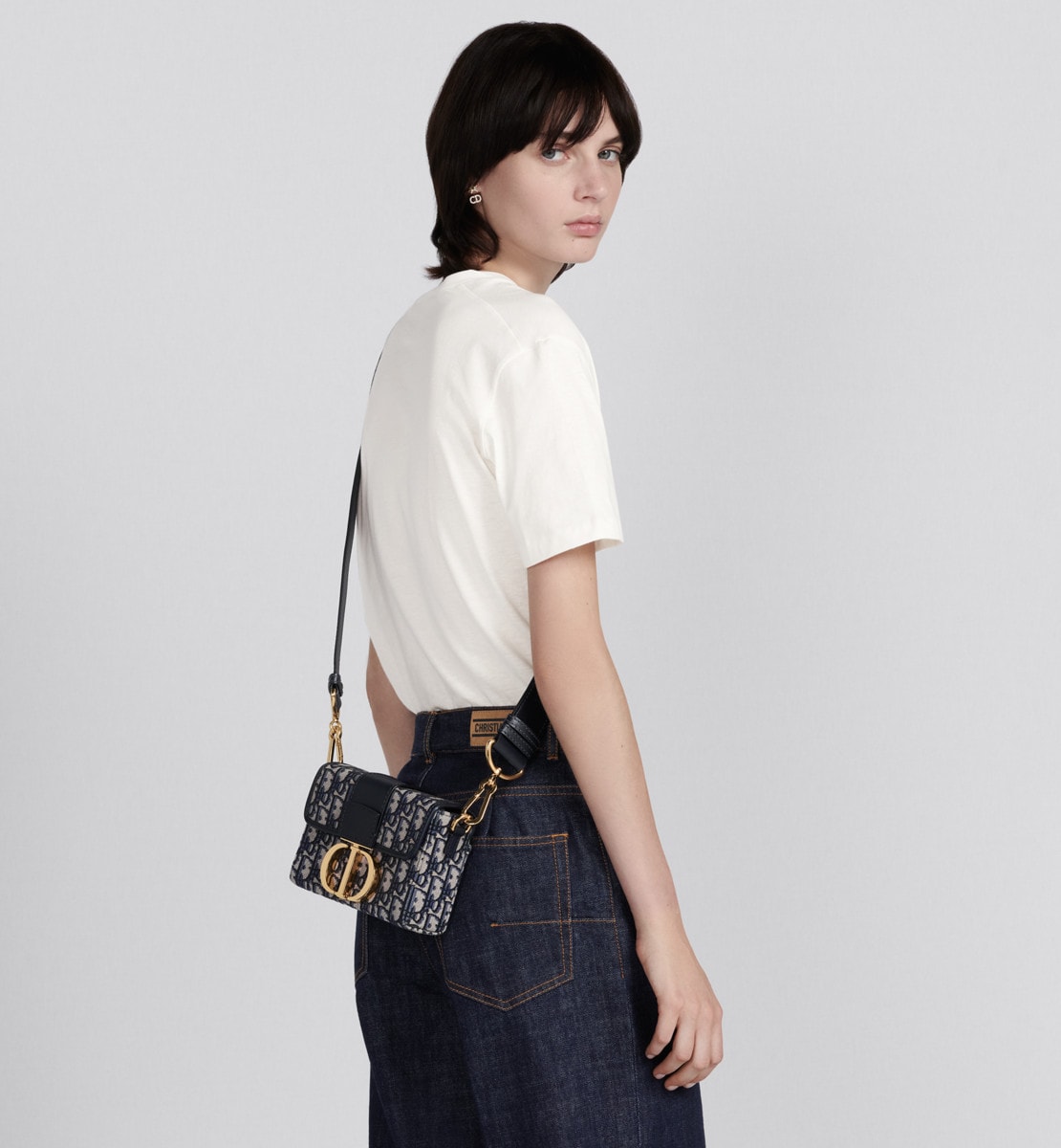 Sac box 30 Montaigne Toile jacquard Dior Oblique bleu