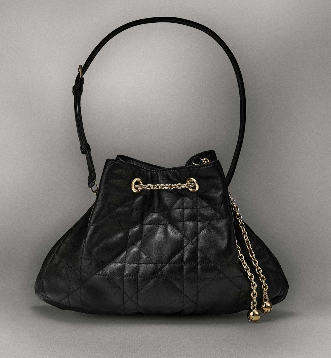 Sac Dior Ammi Medium Cuir d'agneau Macrocannage souple noir
