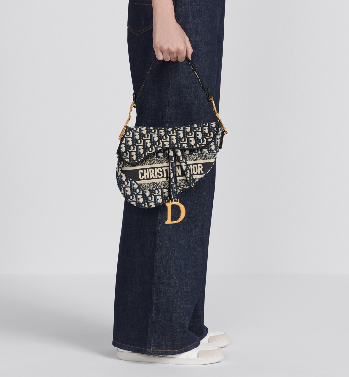 Sac Saddle Broderie Dior Oblique bleu