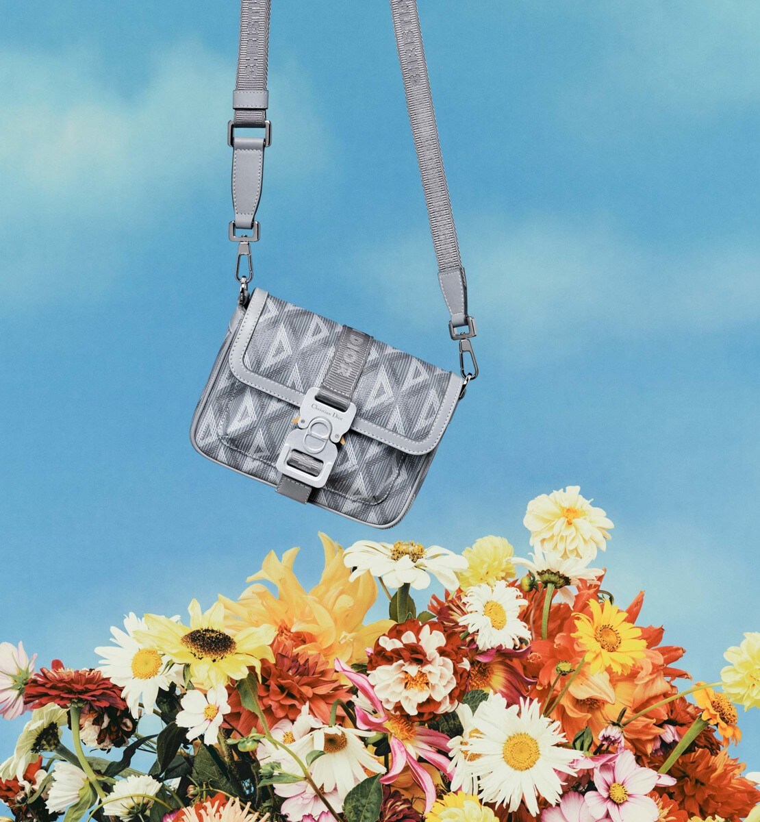 Mini sac Dior Hit The Road Toile CD Diamond gris Dior