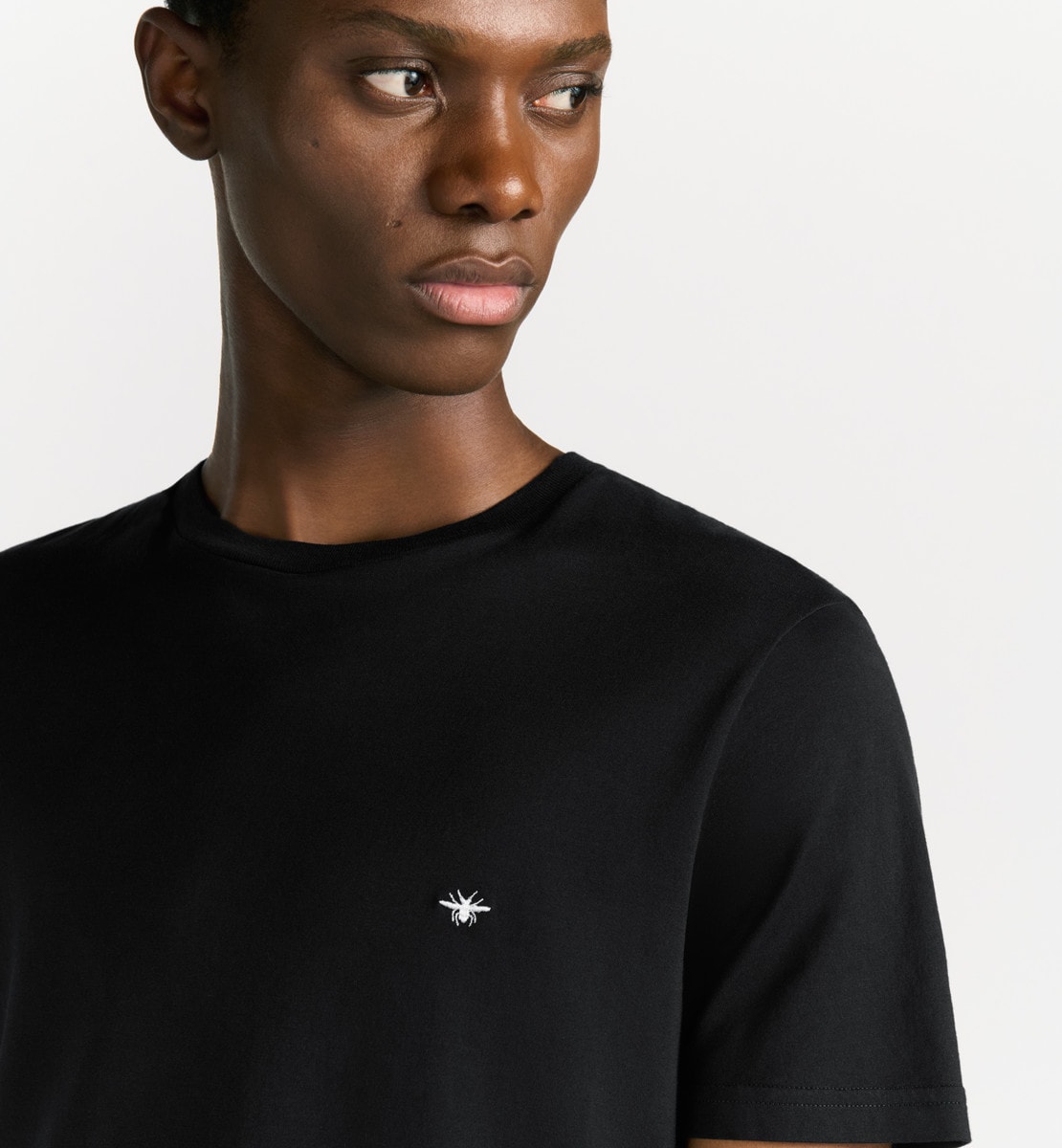 T-shirt à broderie abeille Jersey de coton noir