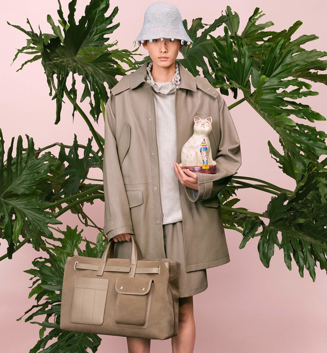 Parka Christian Dior Couture Cuir d'agneau marron