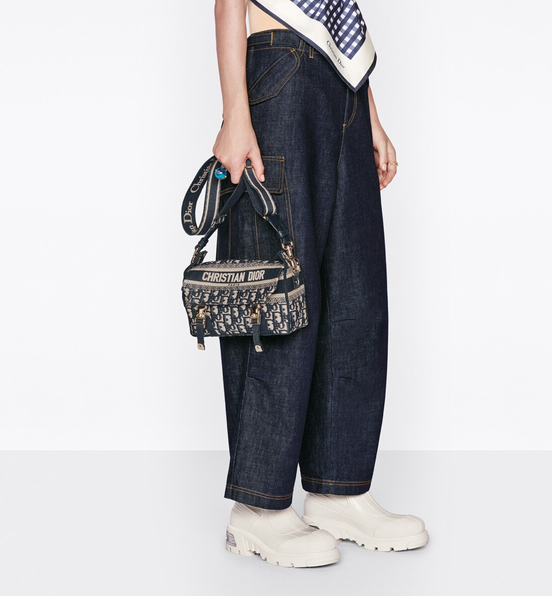 Sac Diorcamp Small Broderie Dior Oblique bleu