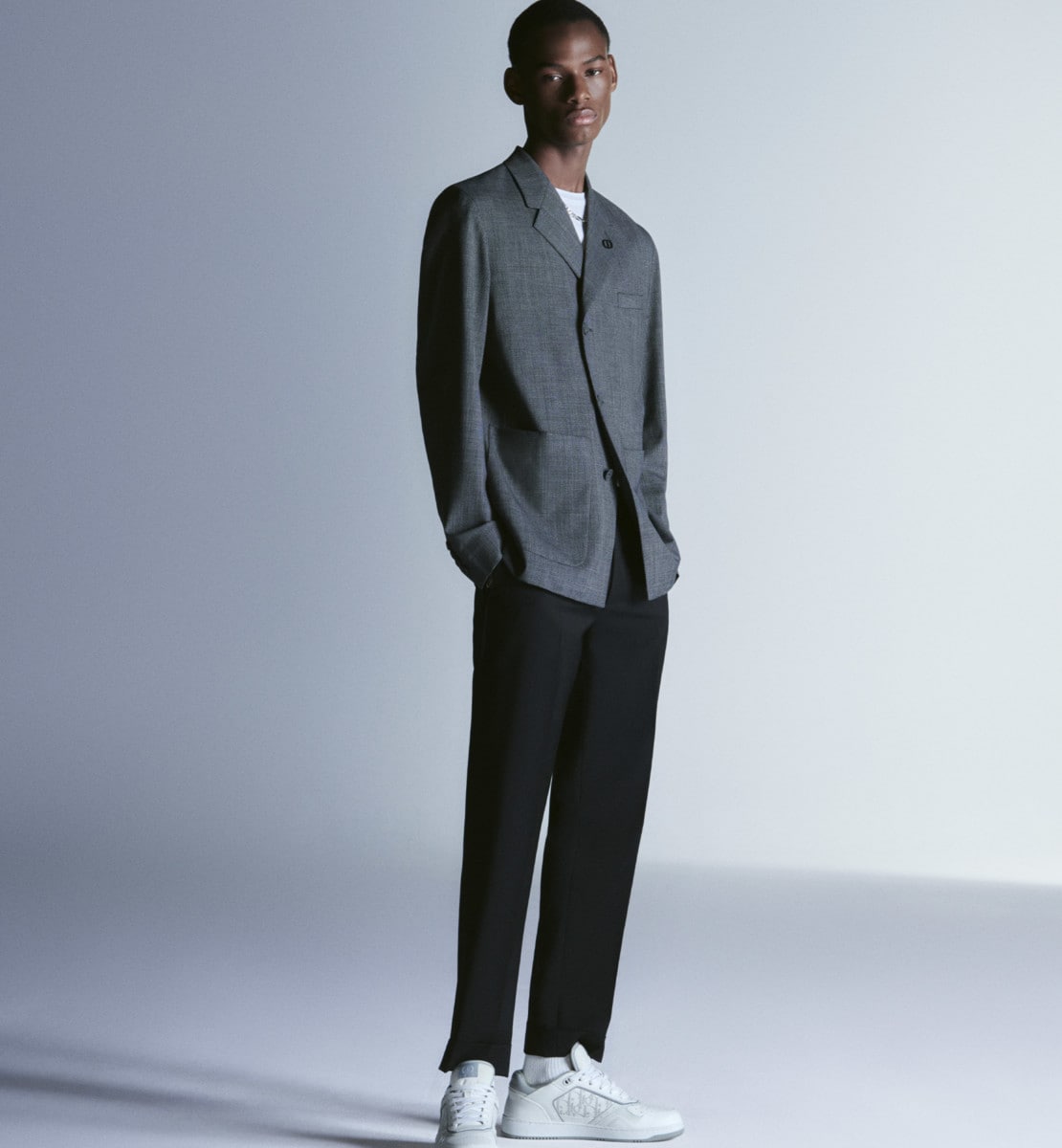 Veste workwear à motif Prince de Galles Toile de laine grise