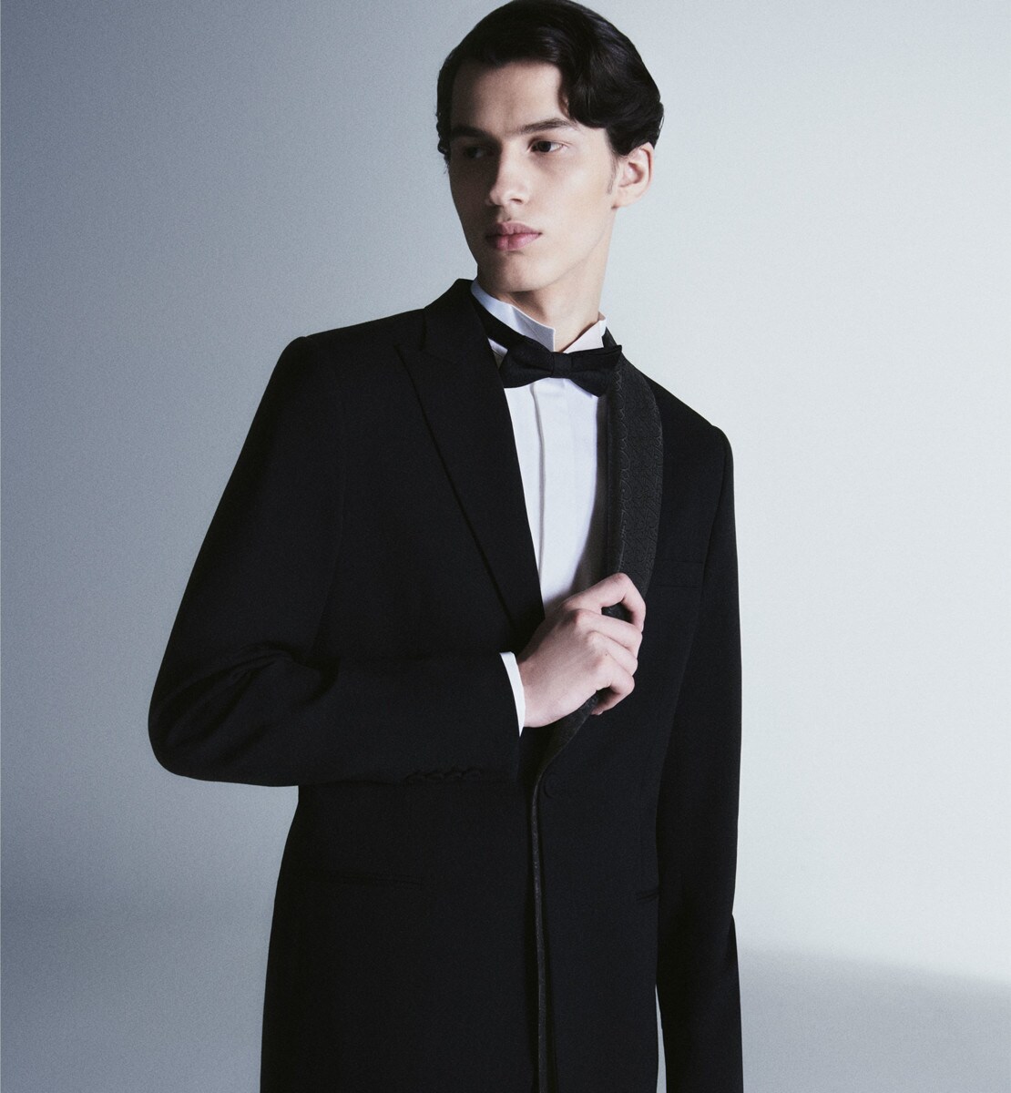 Veste à col châle asymétrique Dior Oblique Sergé de laine noire