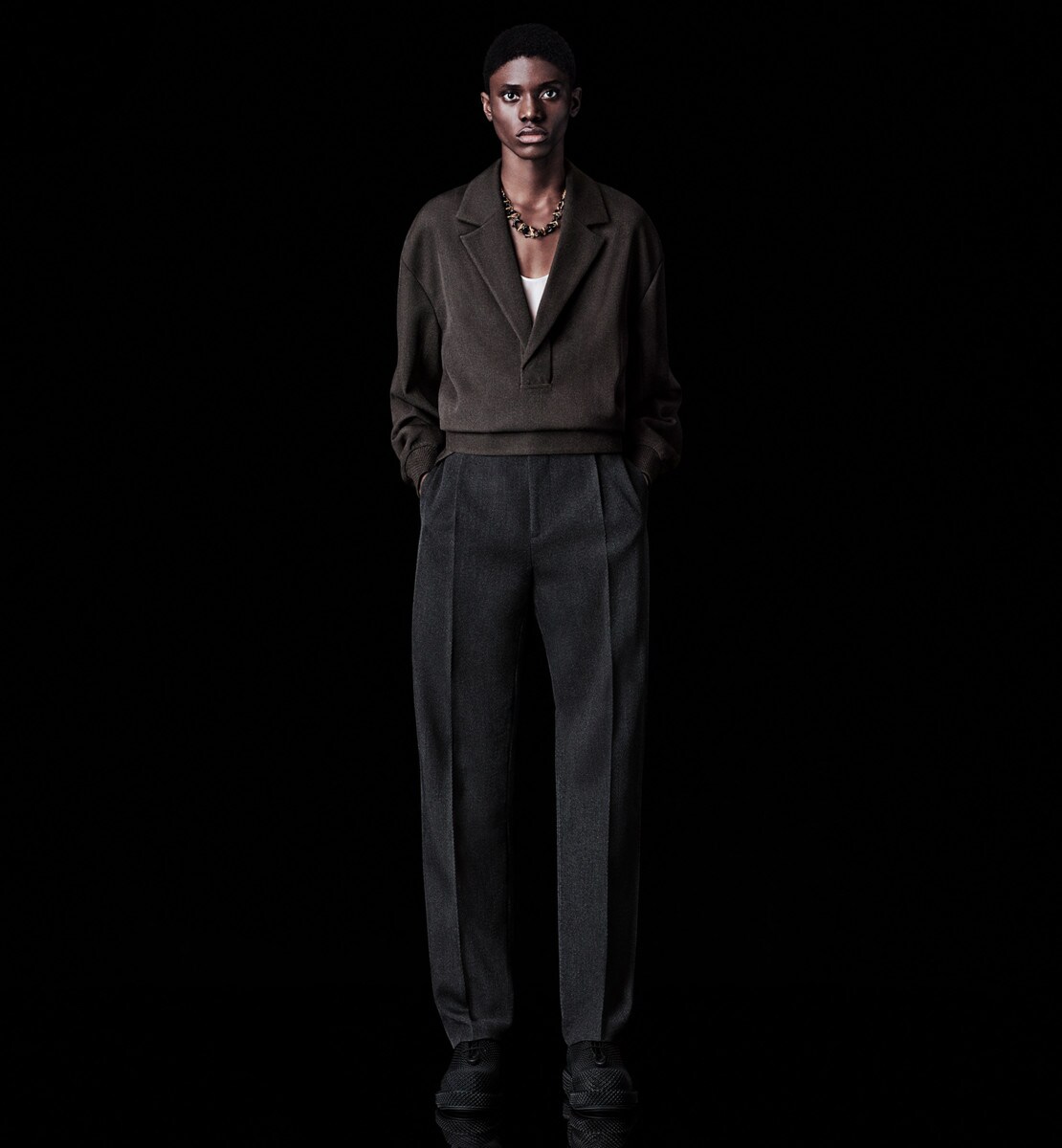 Pantalon Toile de laine gris anthracite