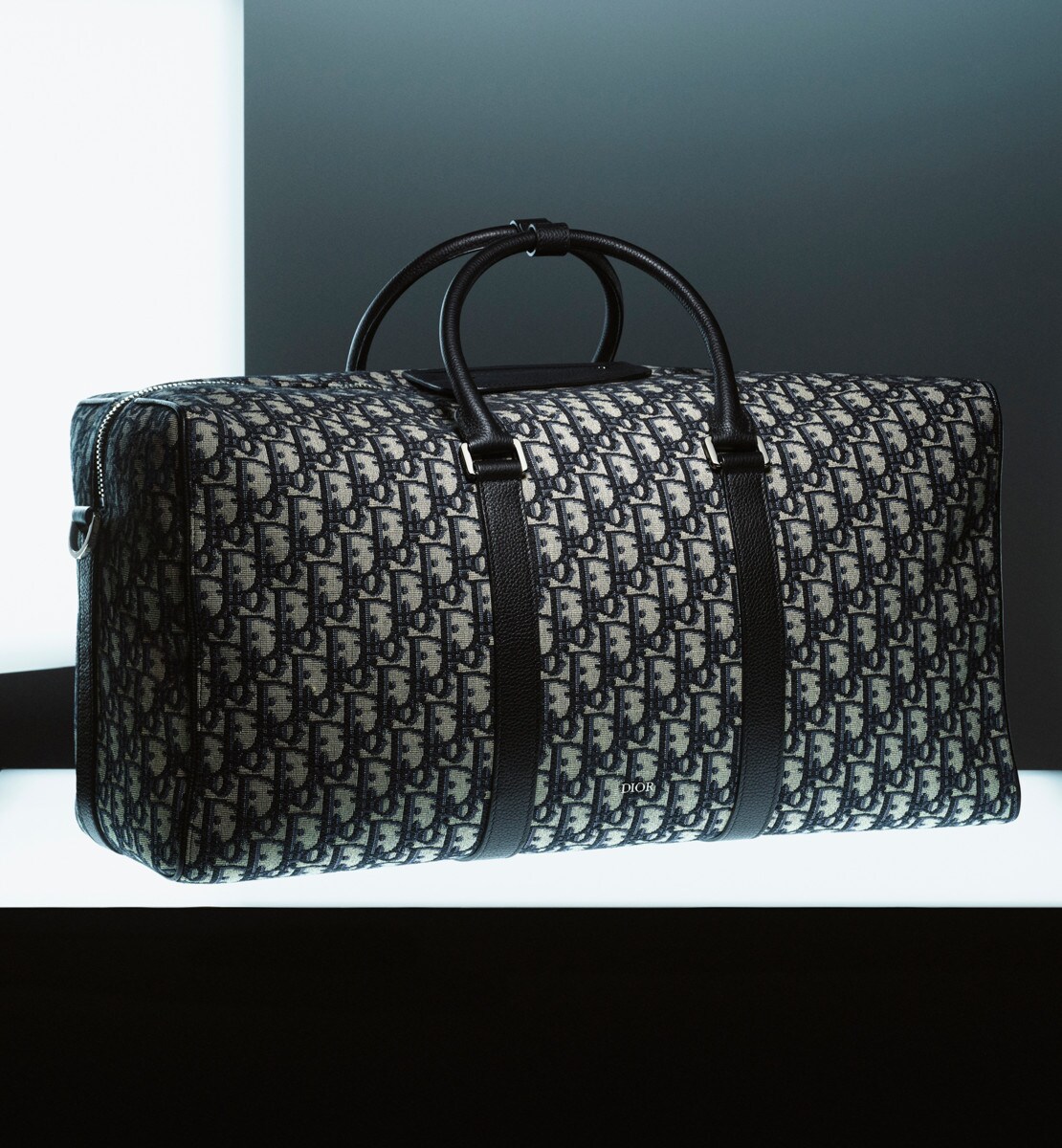 Sac Dior Lingot 50 Toile jacquard Dior Oblique beige et noir