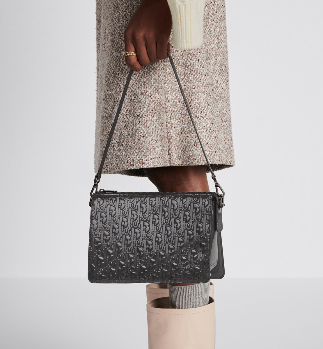 Sac bandoulière Dior Boxy Cuir Dior Oblique Gravity noir