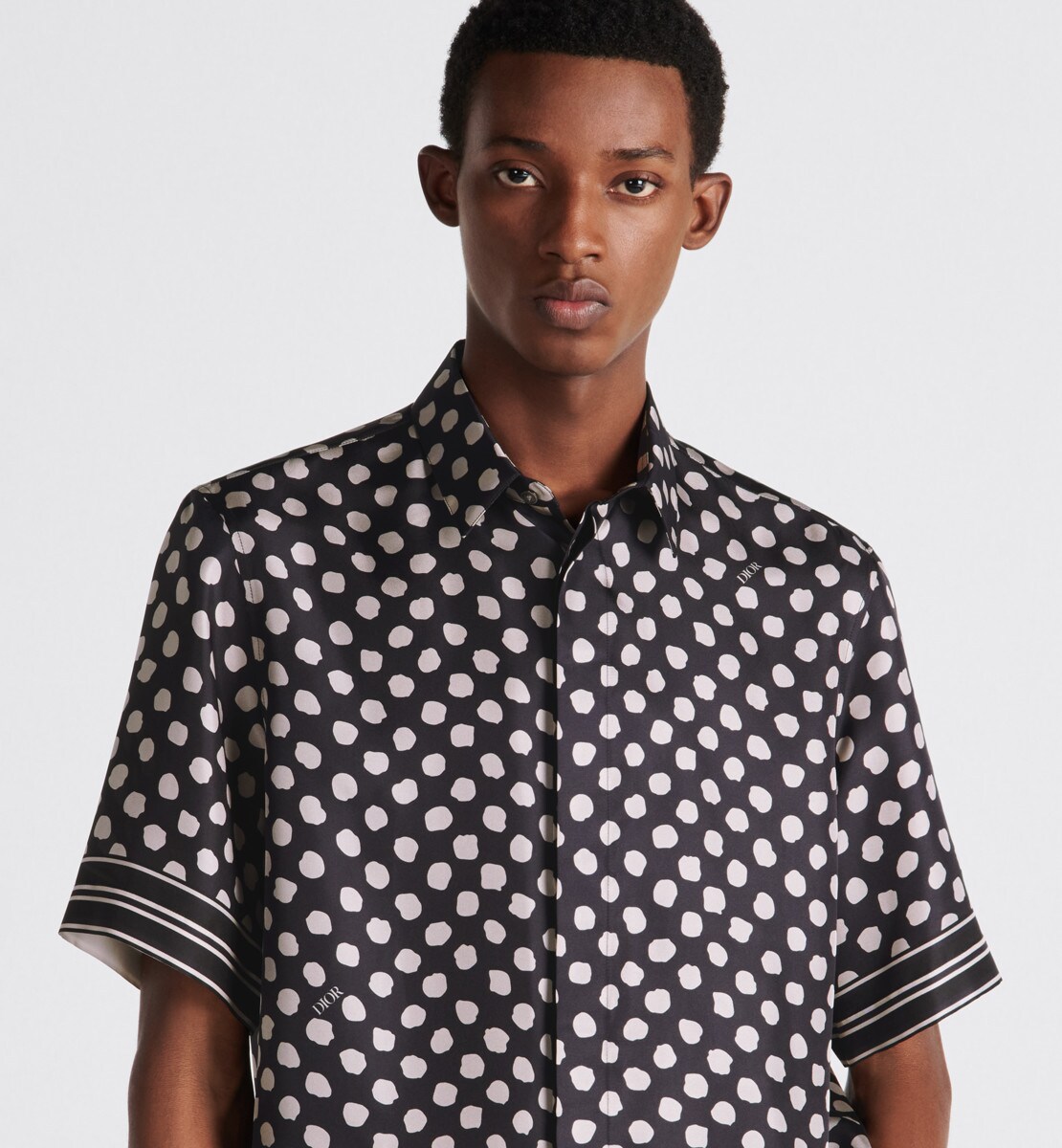 Chemise à manches courtes Sergé de soie grise
