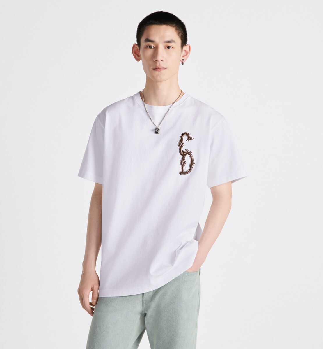 T-shirt CD Entrelacé, coupe relax Jersey de coton blanc