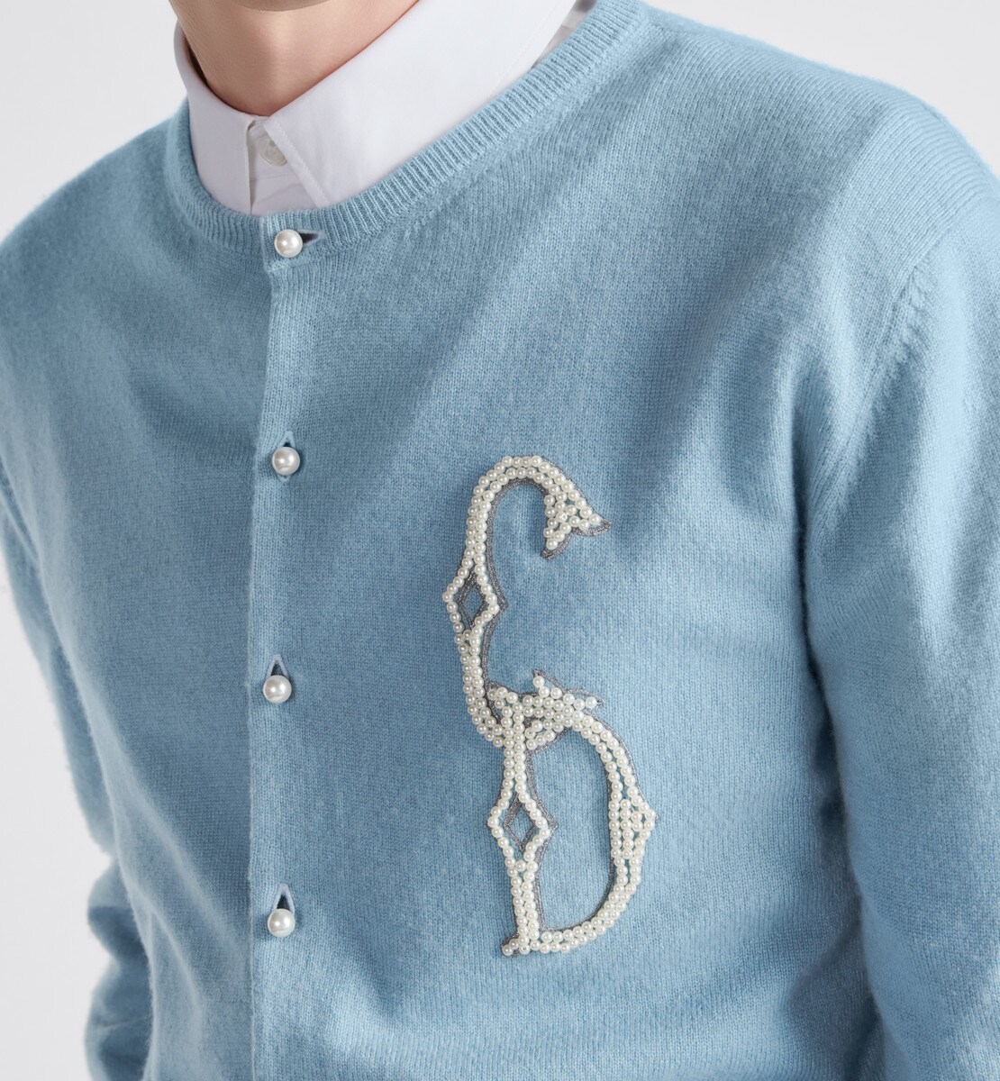 Cardigan CD Entrelacé Jersey de cachemire bleu