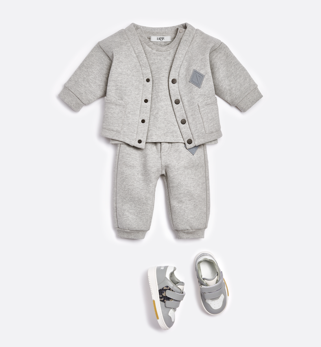 Veste cardigan bébé Molleton de coton gratté gris chiné