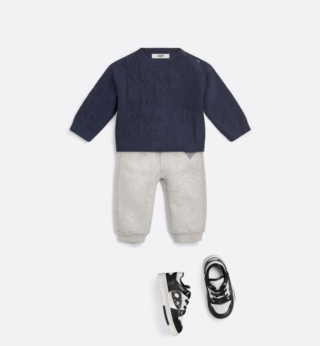 Pull bébé Maille de cachemire jacquard CD Diamond bleu marine