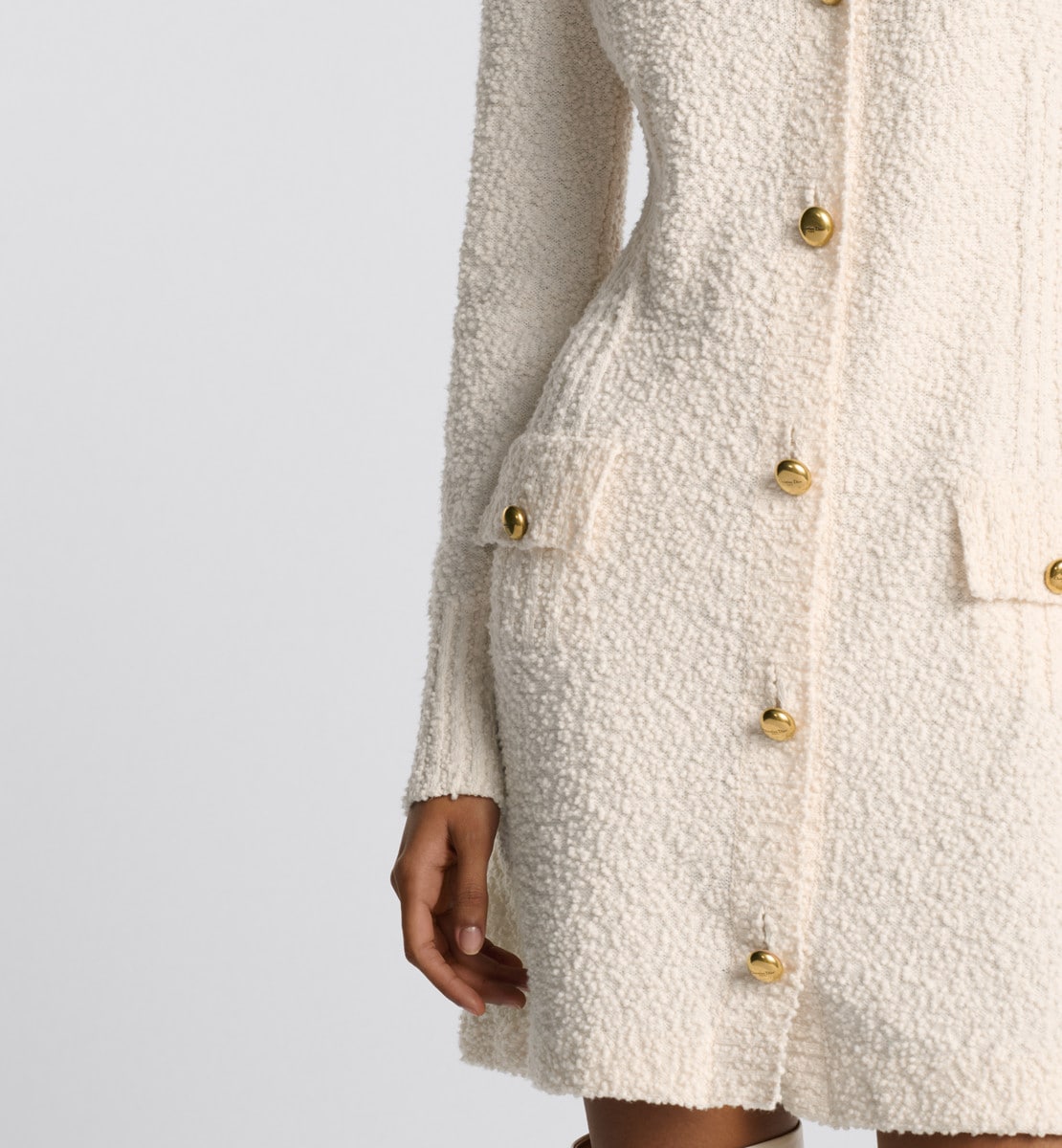 Cardigan long Maille de coton et laine mélangés écrus