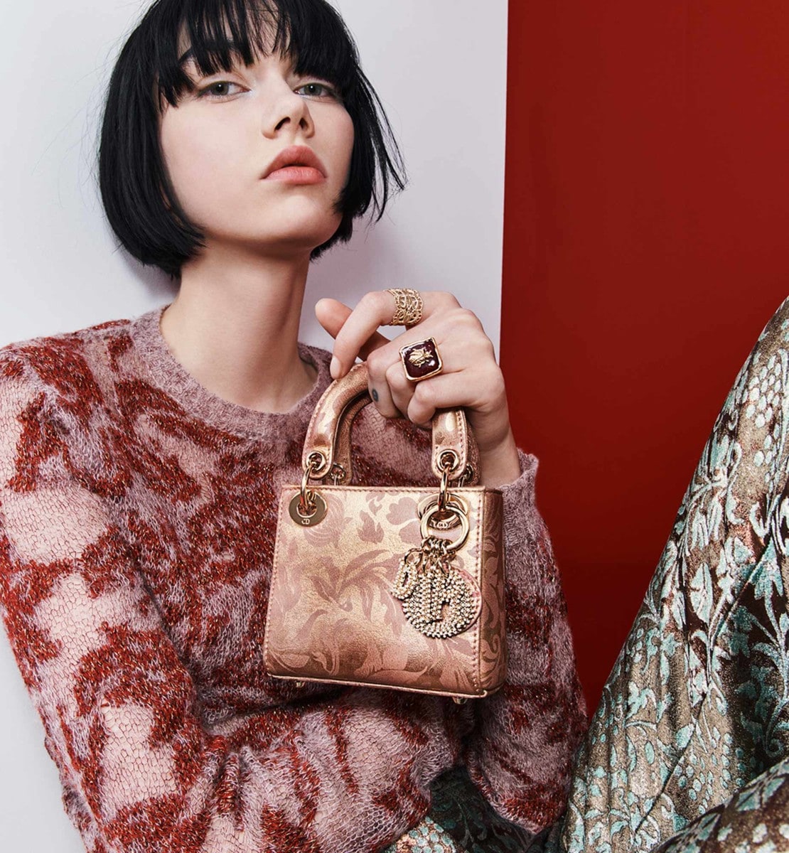 Pull Maille de cachemire, mohair et soie techniques à motif Dior Brocart rouge