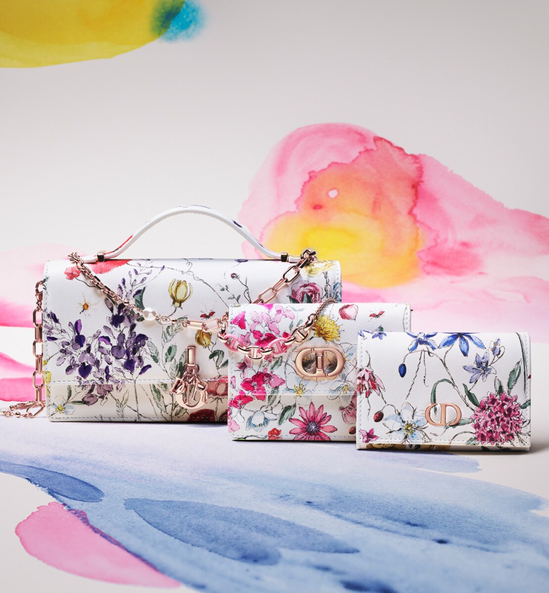 Micro sac Miss Caro Cuir de veau imprimé Florilegio blanc multicolore