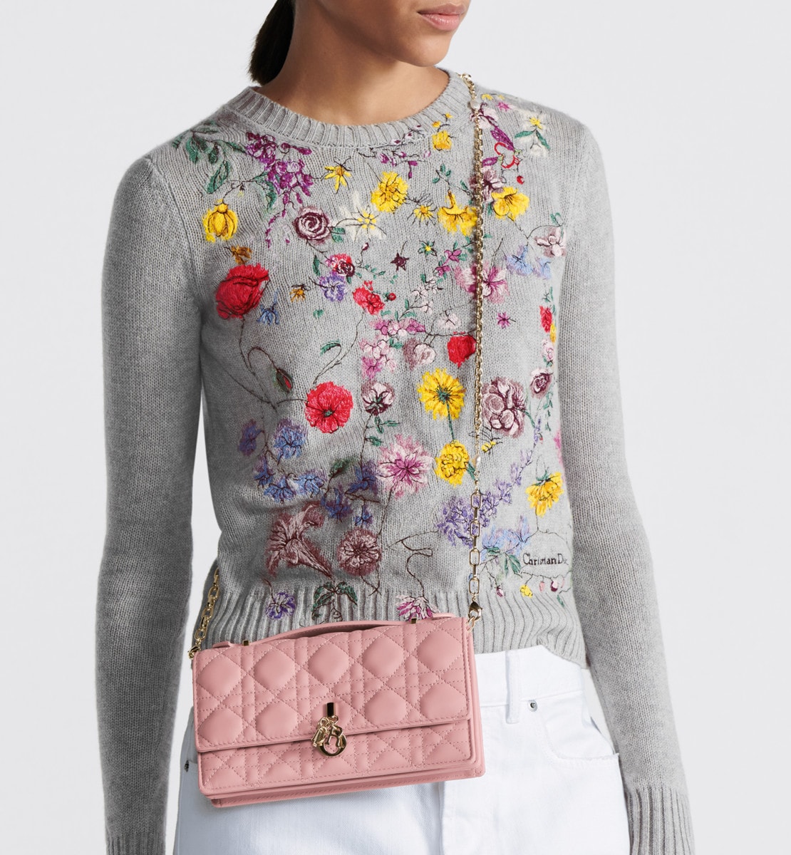 Mini sac Miss Dior Cuir d'agneau Cannage couleur vieux rose