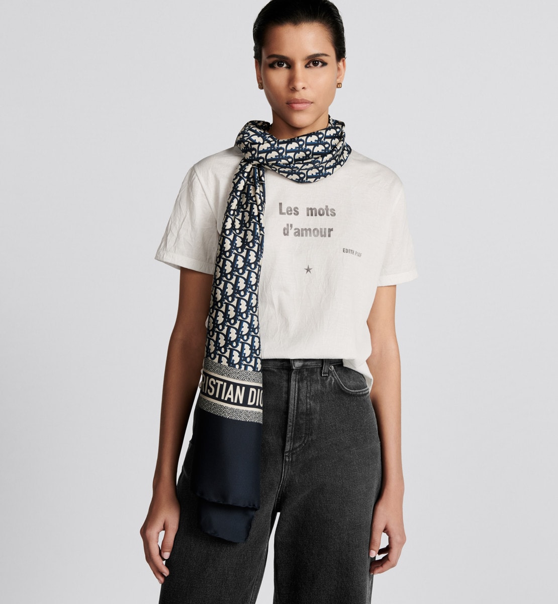 Étole Dior Oblique Twill de soie bleu marine
