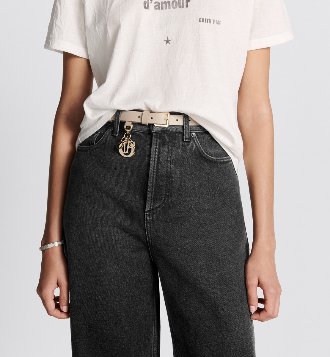 Ceinture Miss Dior Cuir de veau lisse rose poudre, 20 mm