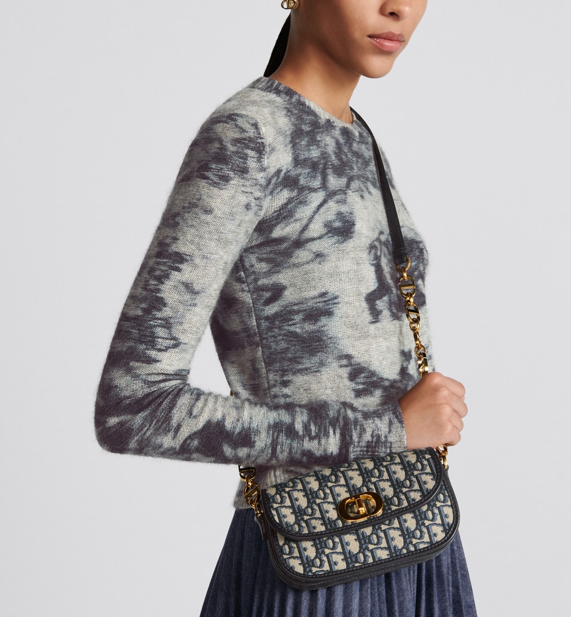Sac 30 Montaigne Avenue Small Toile jacquard Dior Oblique bleu