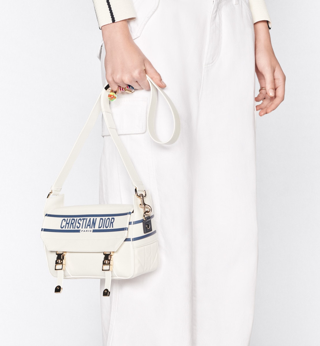 Sac Diorcamp Small Cuir de veau lisse blanc et bleu
