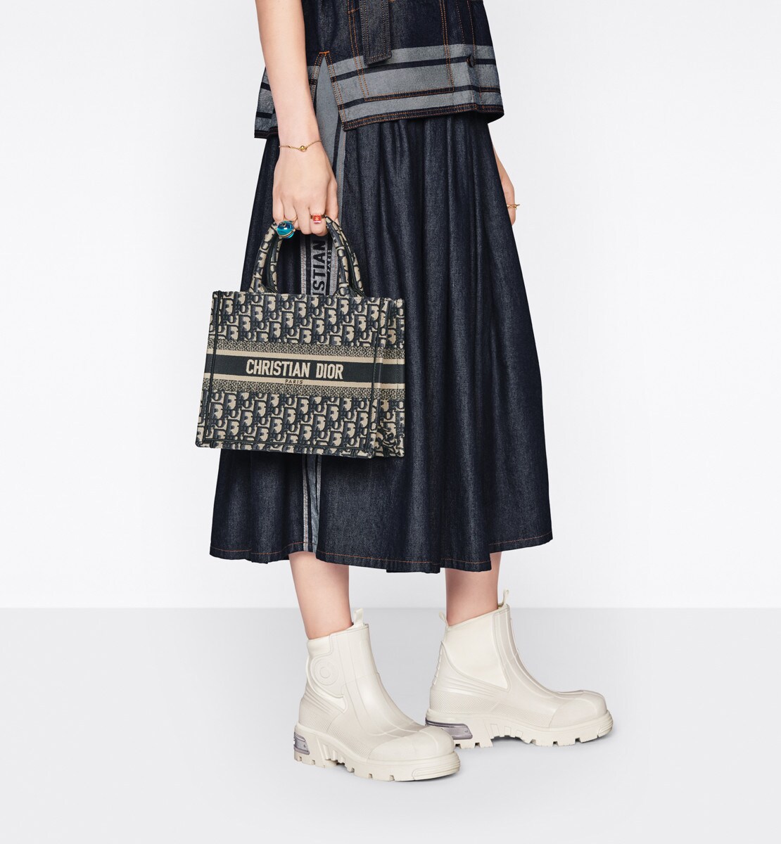 Sac Dior Book Tote Small Toile jacquard Dior Oblique bleu