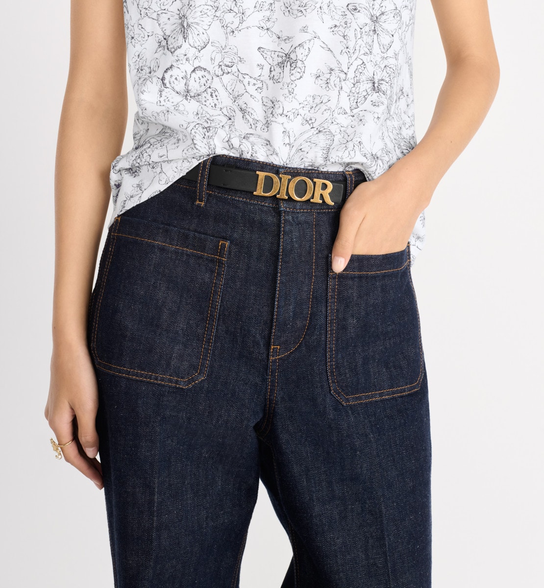 Ceinture D-Dream Cuir de veau lisse noir, 20 mm