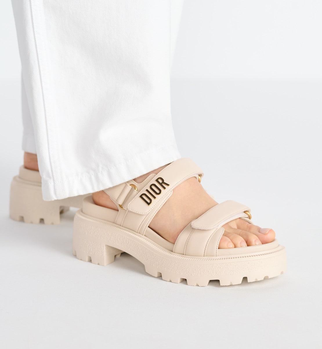 Sandale plateforme Dioract Cuir d'agneau couleur biscuit clair