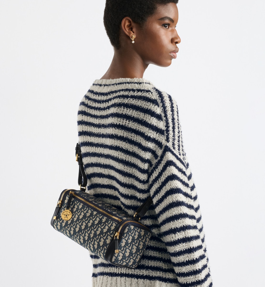Mini sac East-West DiorStar Toile jacquard Dior Oblique bleu