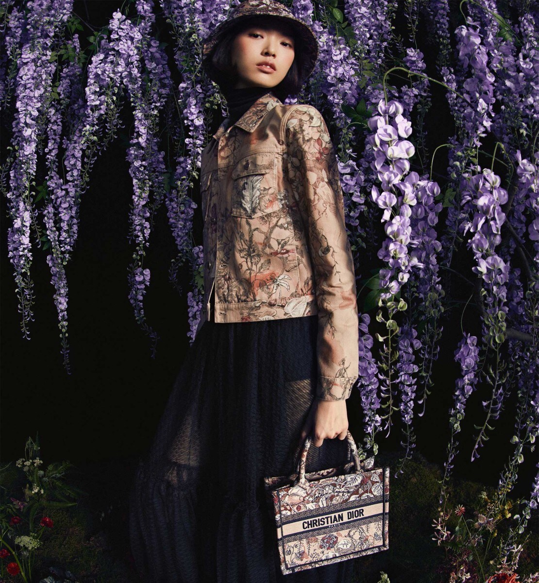 Sac Dior Book Tote Small Broderie Dior Jardin Magique rose poudre