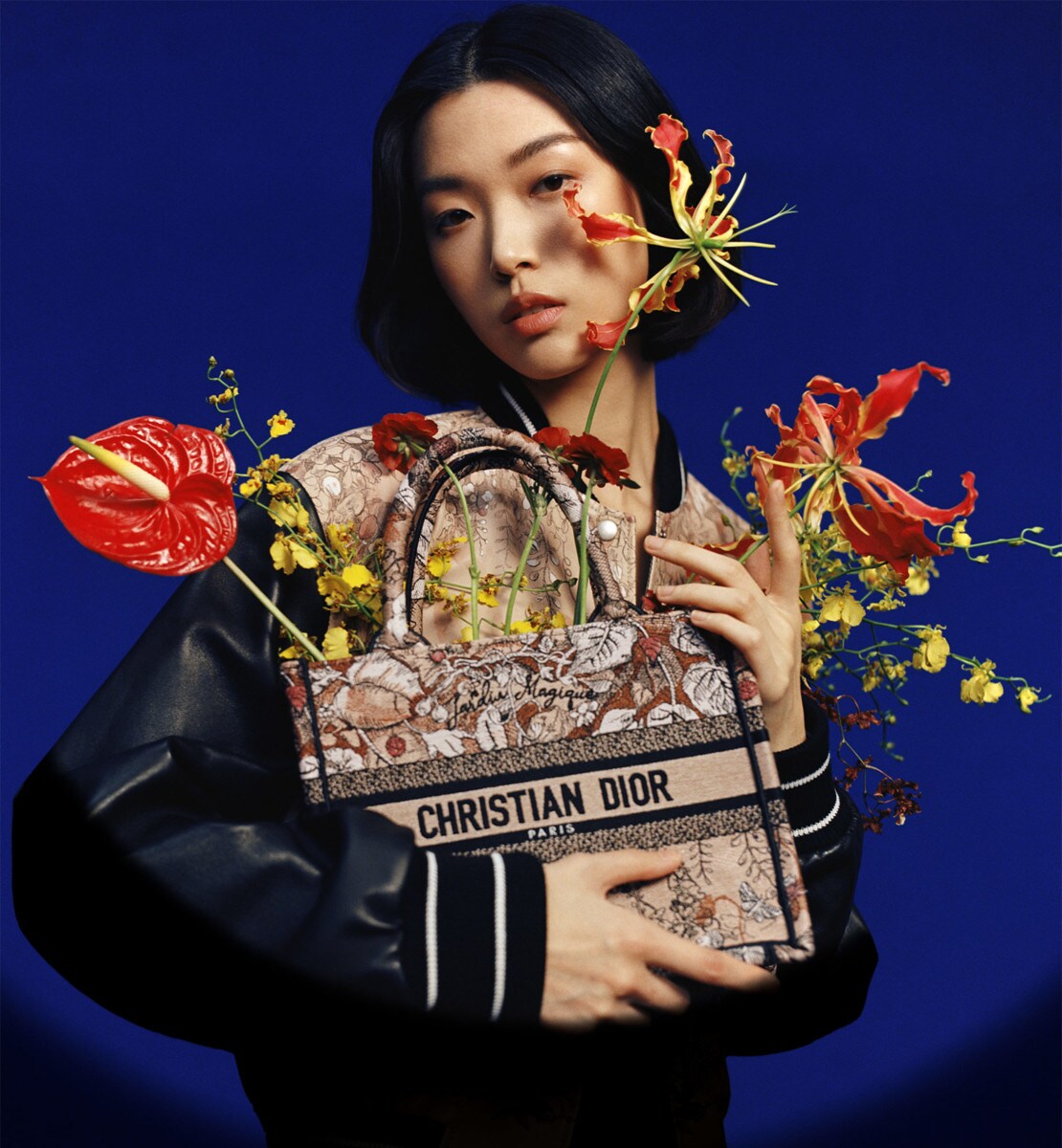 Sac Dior Book Tote Small Broderie Dior Jardin Magique rose poudre